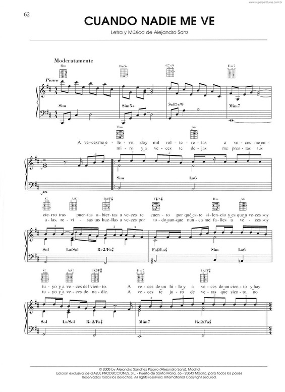 Partitura da música Cuando Nadie Me Ve v.2