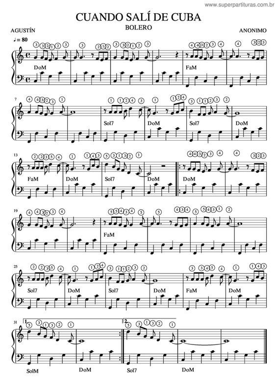 Partitura da música Cuando Sali De Cuba v.2