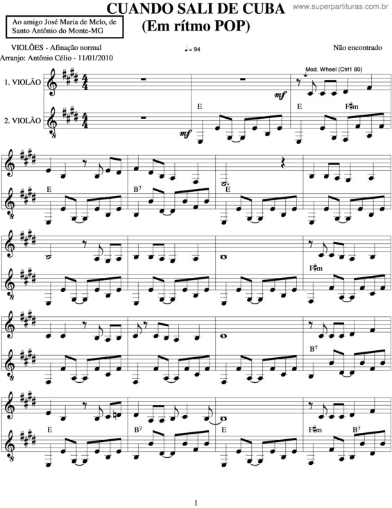 Partitura da música Cuando Sali De Cuba