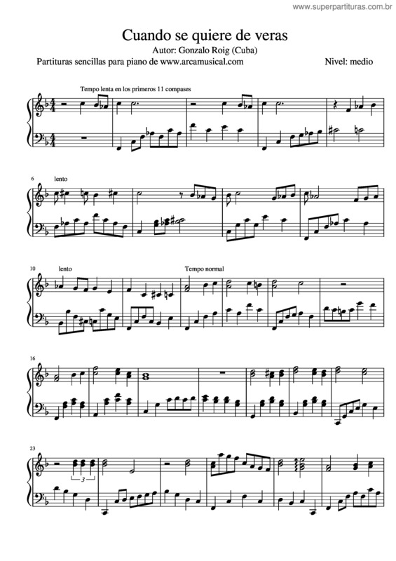 Partitura da música Cuando Se Quiere De Veras