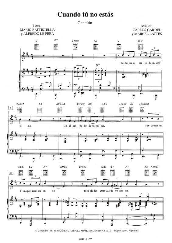 Partitura da música Cuando Tú No Estás v.4