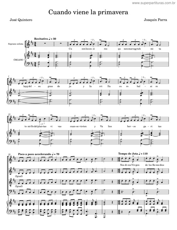 Partitura da música Cuando Viene La Primavera v.2