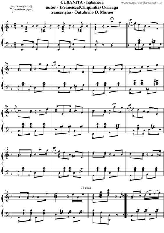 Partitura da música Cubanita