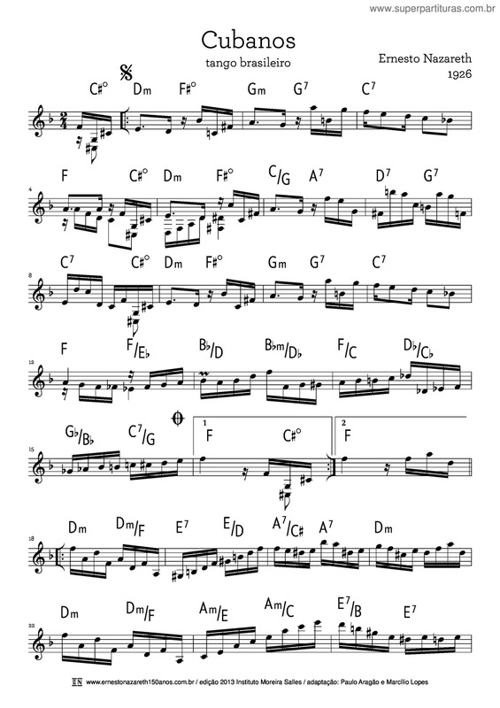 Partitura da música Cubanos