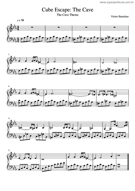 Partitura da música Cube Escape: The Cave – The Cave Theme