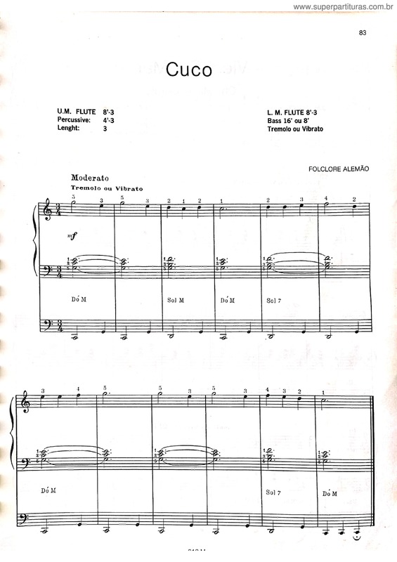 Partitura da música Cuco v.3