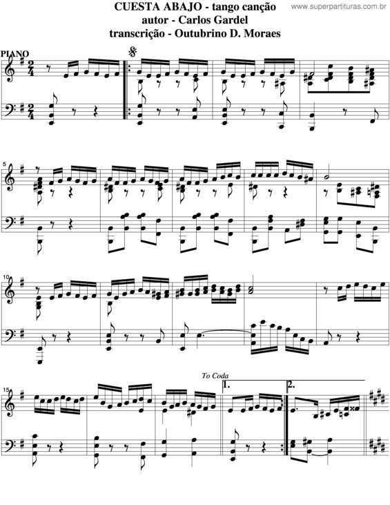 Partitura da música Cuesta Abajo v.2