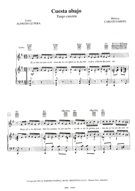 Partitura da música Cuesta Abajo v.3