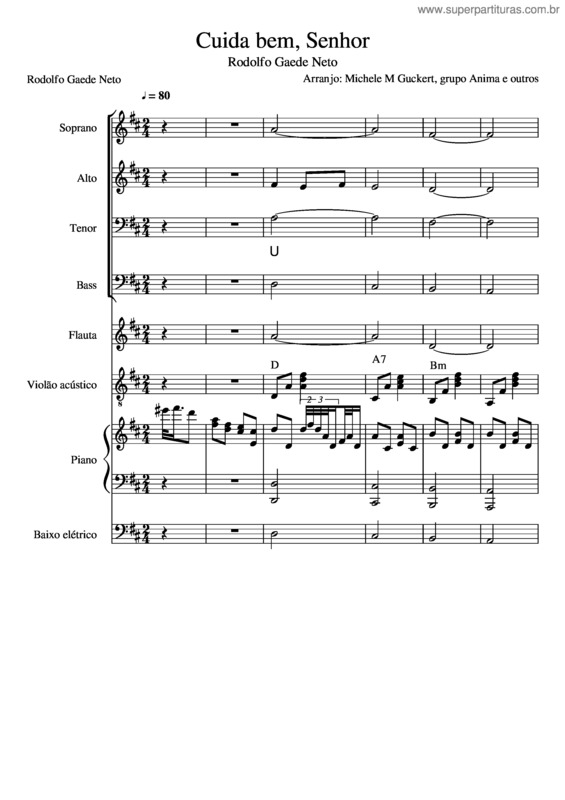 Partitura da música Cuida Bem Senhor