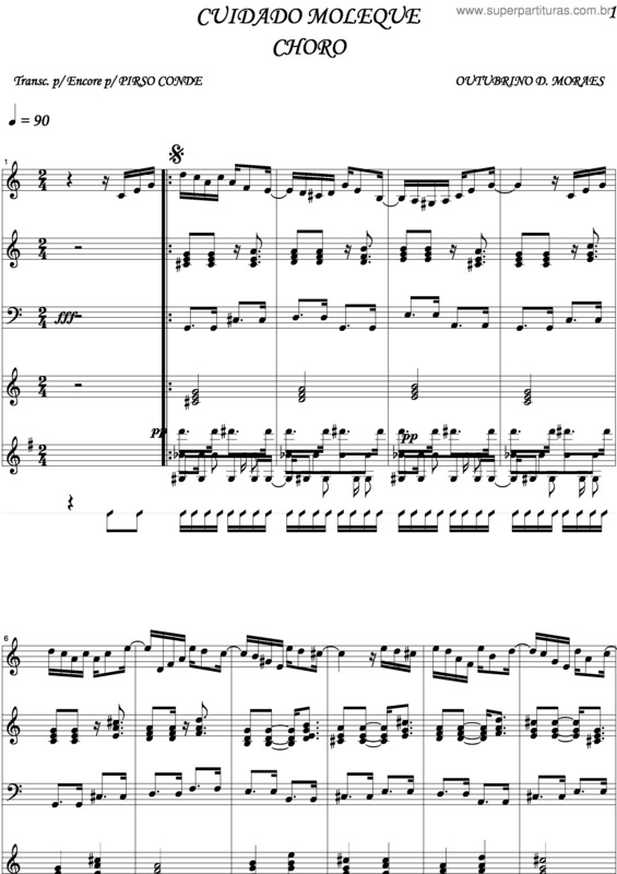 Partitura da música Cuidado Moleque 