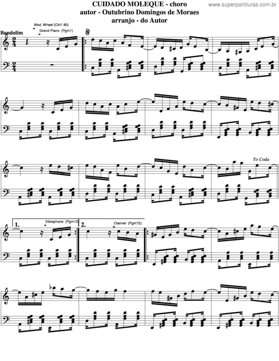 Partitura da música Cuidado Moleque v.3