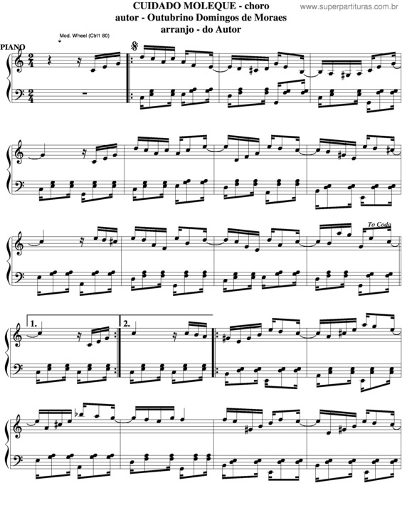 Partitura da música Cuidado Moleque v.4