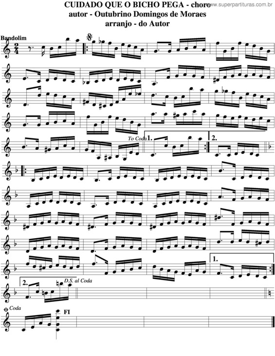 Partitura da música Cuidado Que O Bicho Pega v.4