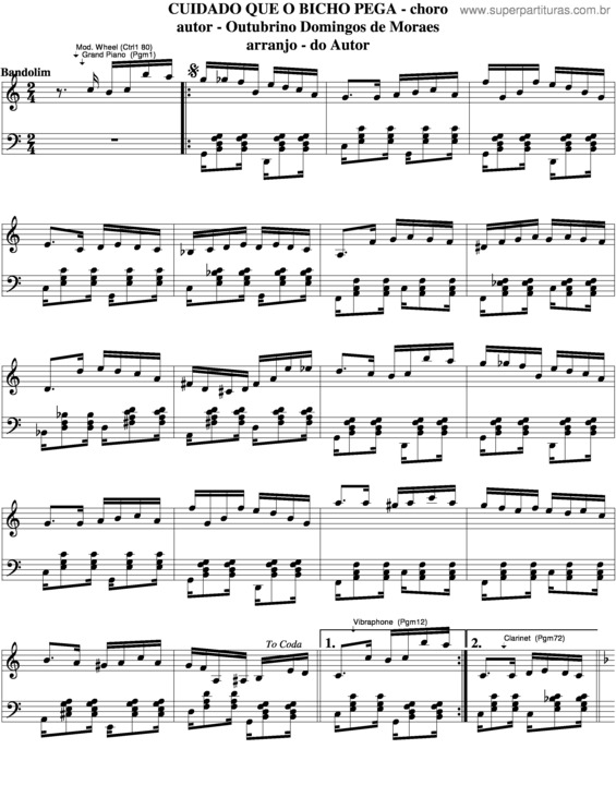 Partitura da música Cuidado Que O Bicho Pega v.5