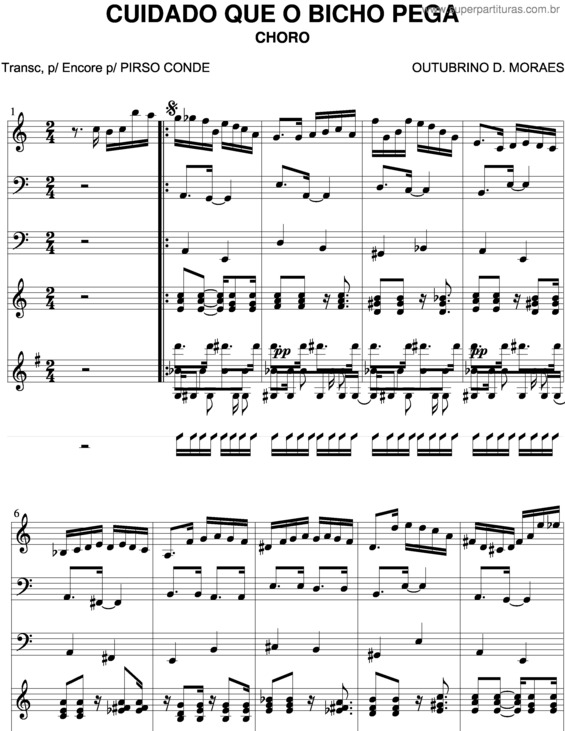 Partitura da música Cuidado Que O Bicho Pega