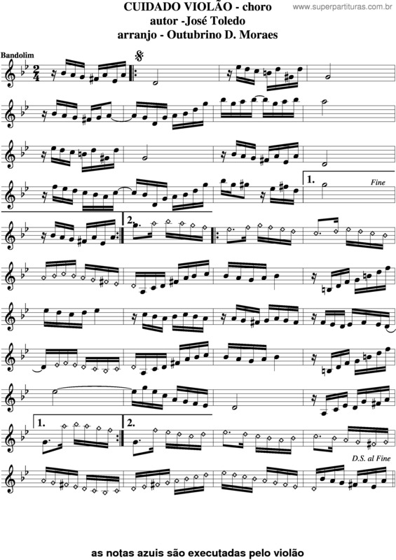 Partitura da música Cuidado Violão v.2