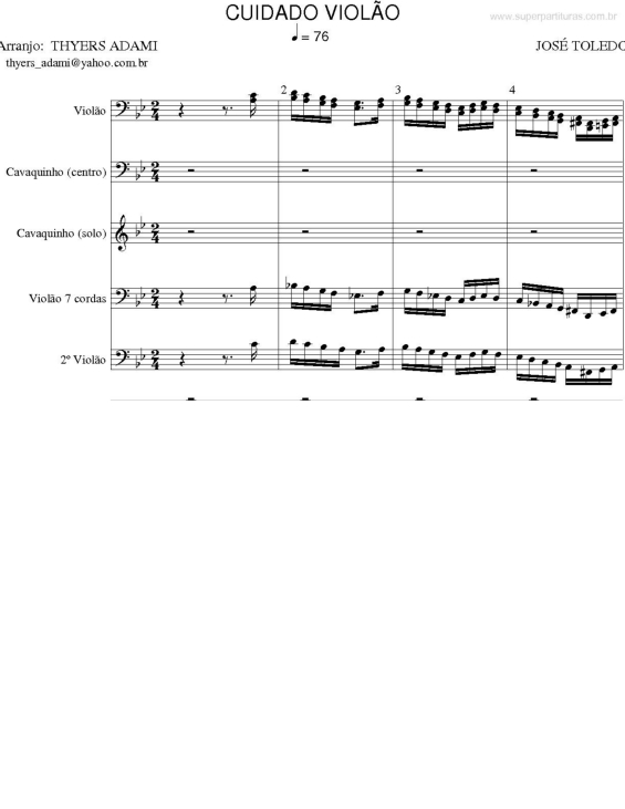 Partitura da música Cuidado Violão