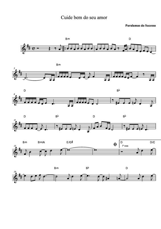 Partitura da música Cuide Bem do Seu Amor v.3