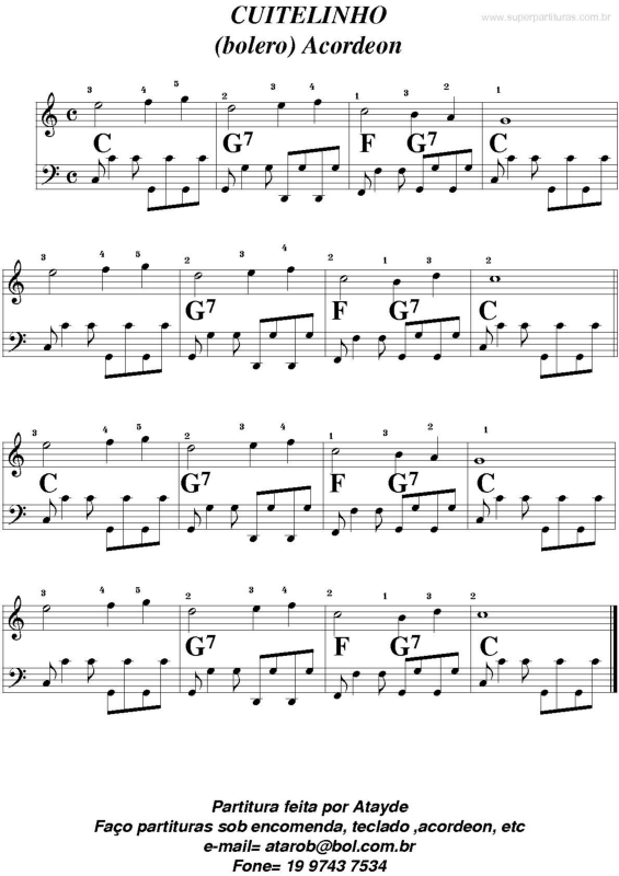 Partitura da música Cuitelinho v.2