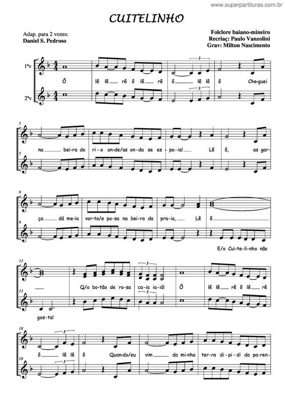 Partitura da música Cuitelinho v.3