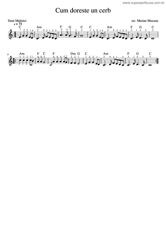 Partitura da música Cum_Doreste_Un_Cerb
