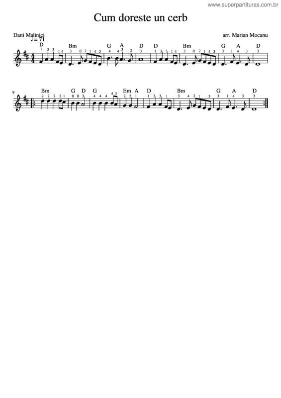 Partitura da música Cum_Doreste_Un_Cerb_Re_Major