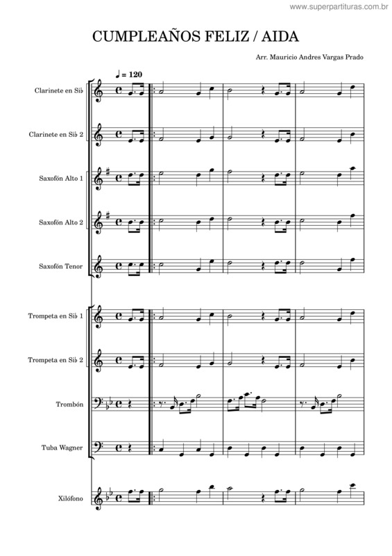 Partitura da música Cumpleaños Y Aida