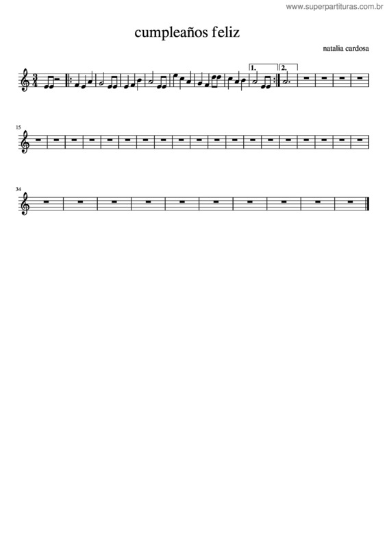 Partitura da música Cumpleaños_Feliz