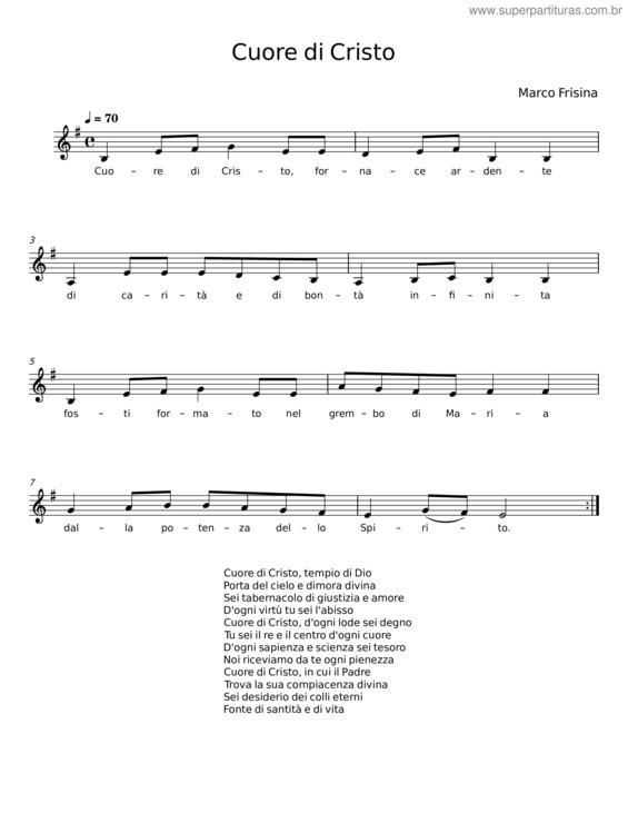 Partitura da música Cuore Di Cristo – Marco Frisina