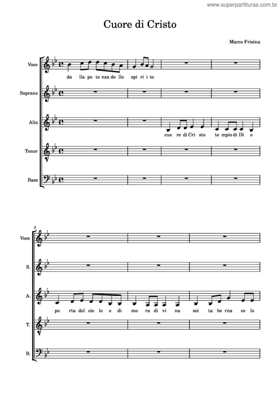 Partitura da música Cuore Di Cristo Contralti