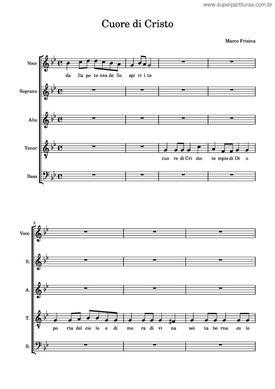 Partitura da música Cuore Di Cristo Tenori