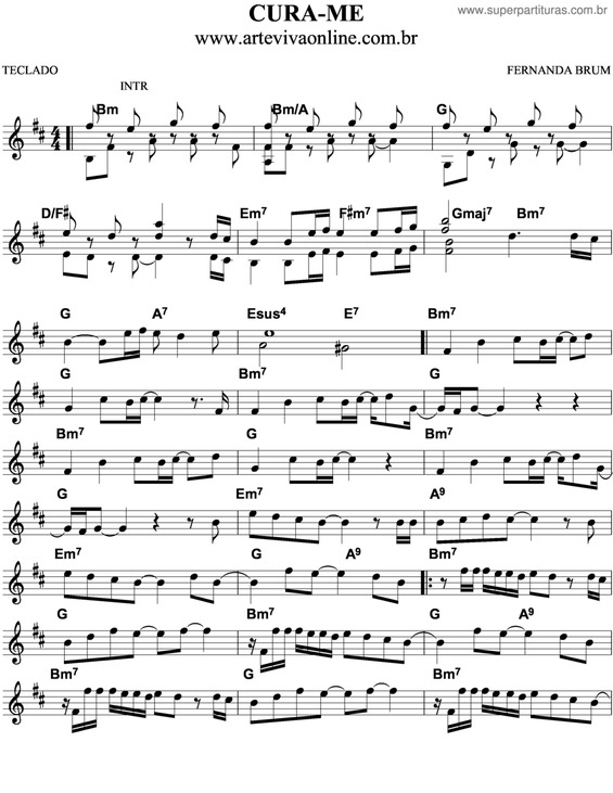 Partitura da música Cura-Me