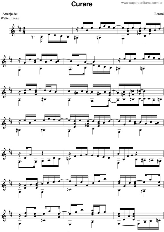 Partitura da música Curare