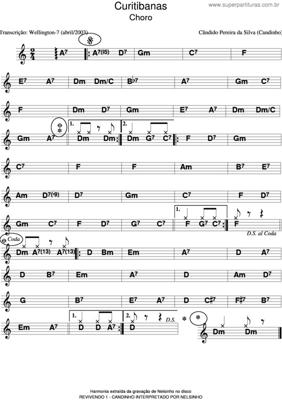 Partitura da música Curitibana v.2