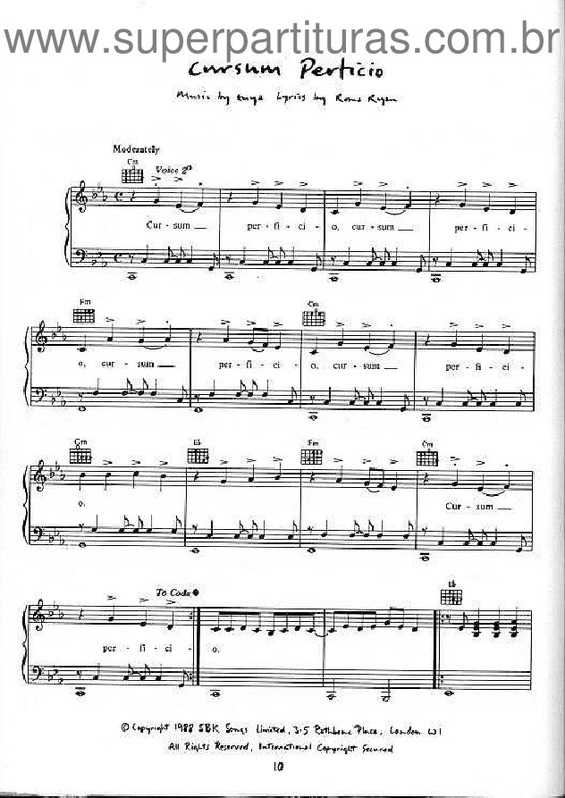 Partitura da música Cursum Perticio