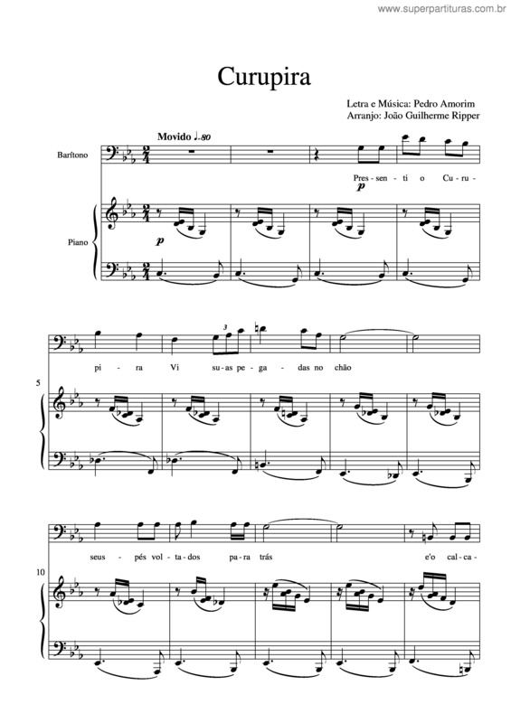 Partitura da música Curupira