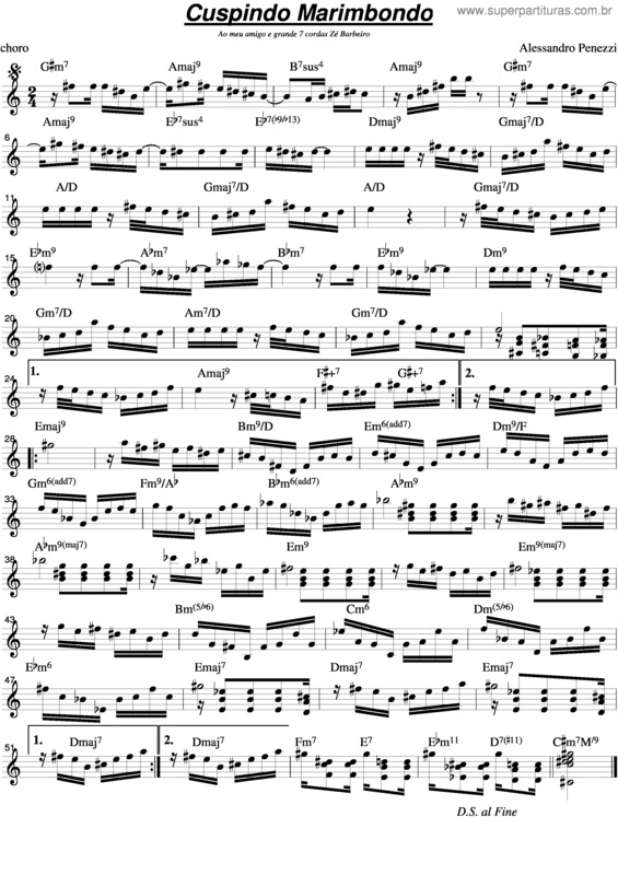 Partitura da música Cuspindo Marimbondo