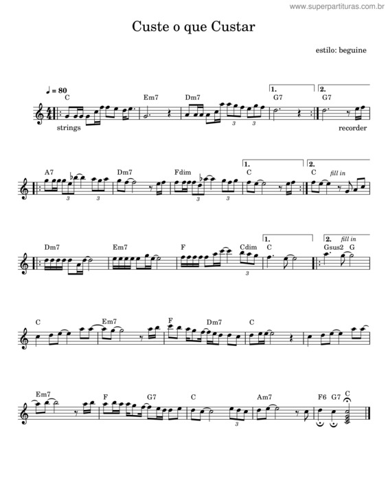 Partitura da música Custe O Que Custar v.5