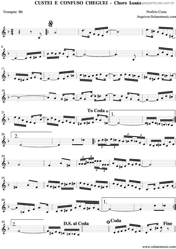 Partitura da música Custei E Confuso Cheguei