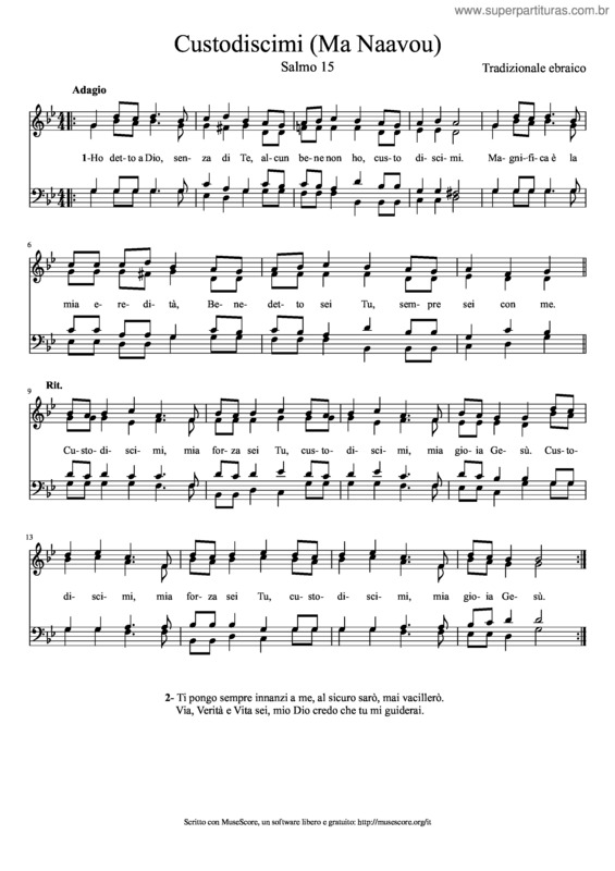 Partitura da música Custodiscimi