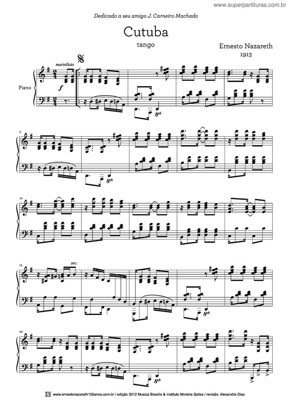 Partitura da música Cutuba v.2