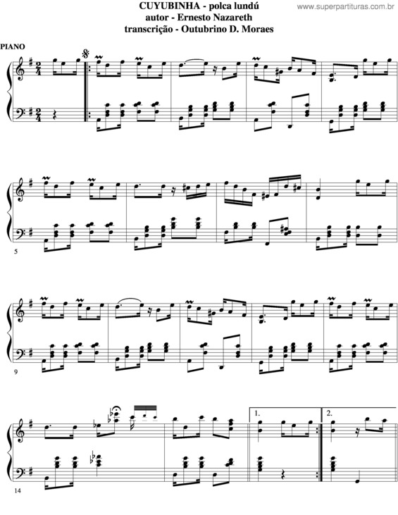 Partitura da música Cuyubinha v.3