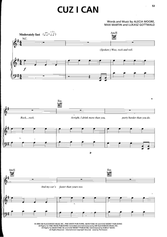 Partitura da música Cuz I Can