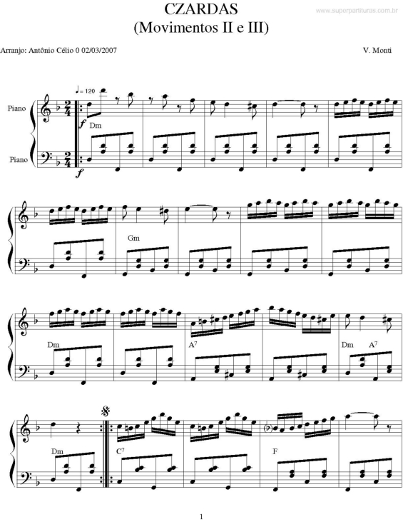 Partitura da música Czardas v.2