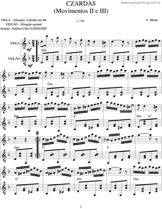 Partitura da música Czardas v.5