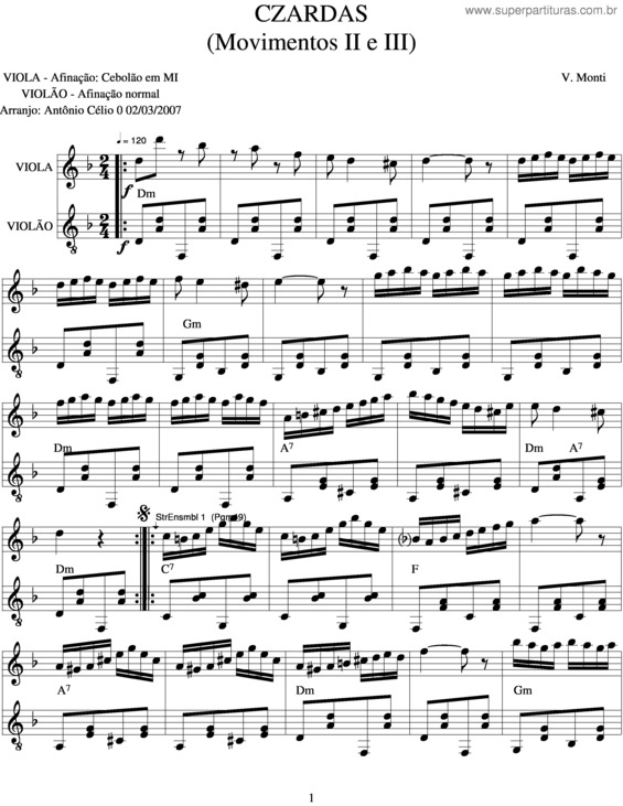 Partitura da música Czardas v.6