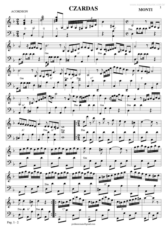 Partitura da música Czardas