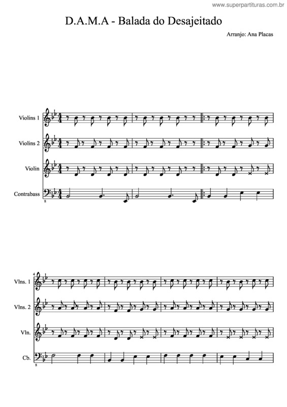 Partitura da música D.A.M.A – Balada Do Desajeitado