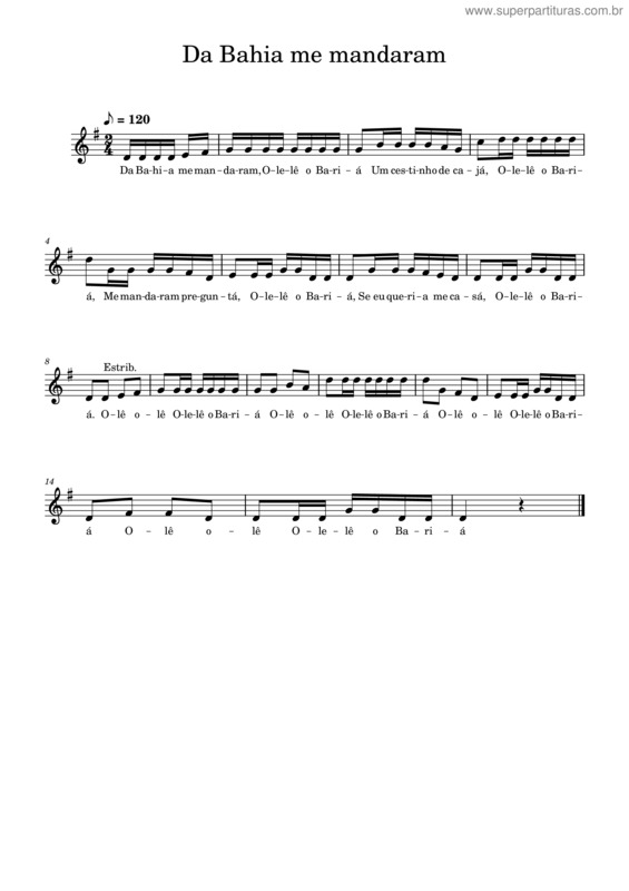 Partitura da música Da Bahia Me Mandaram