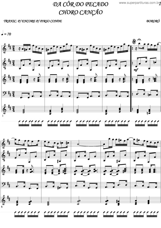 Partitura da música Da Cor Do Pecado v.3